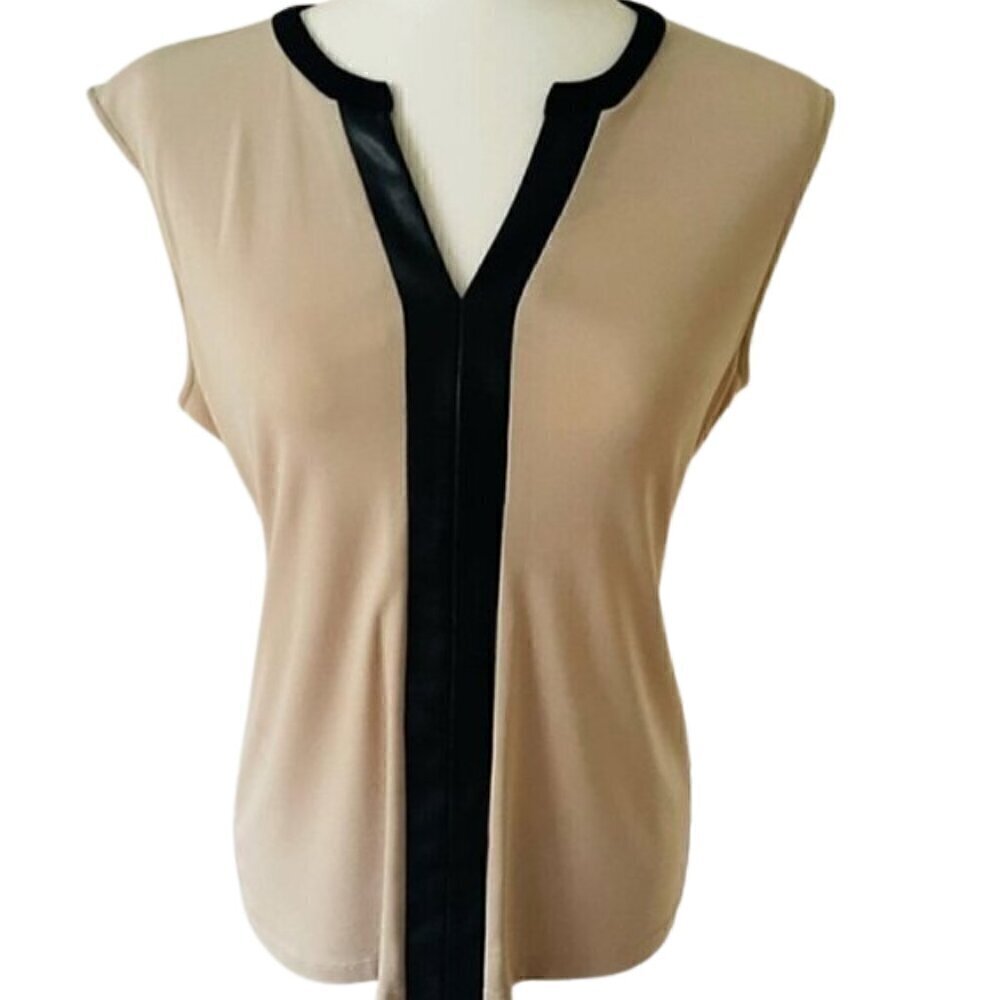 Calvin Klein Vintage Faux Leather Sleeveless Tank Women Top - Size S Blouse